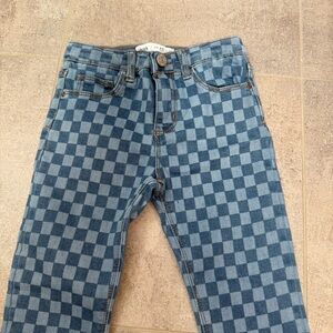 Zara Blue Checkered Denim Pants